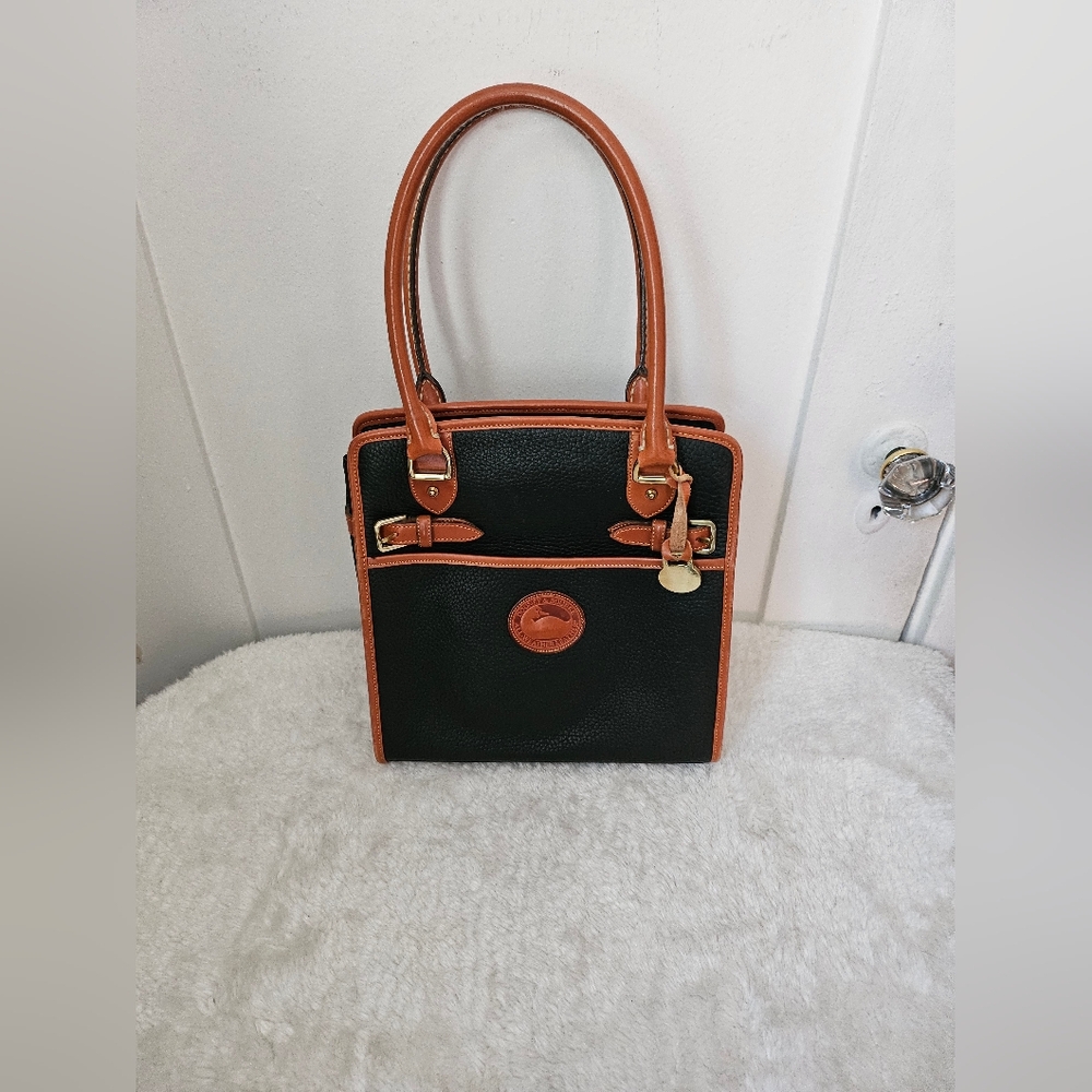 Vintage Dooney and Bourke Shopper Black with Tan Trim